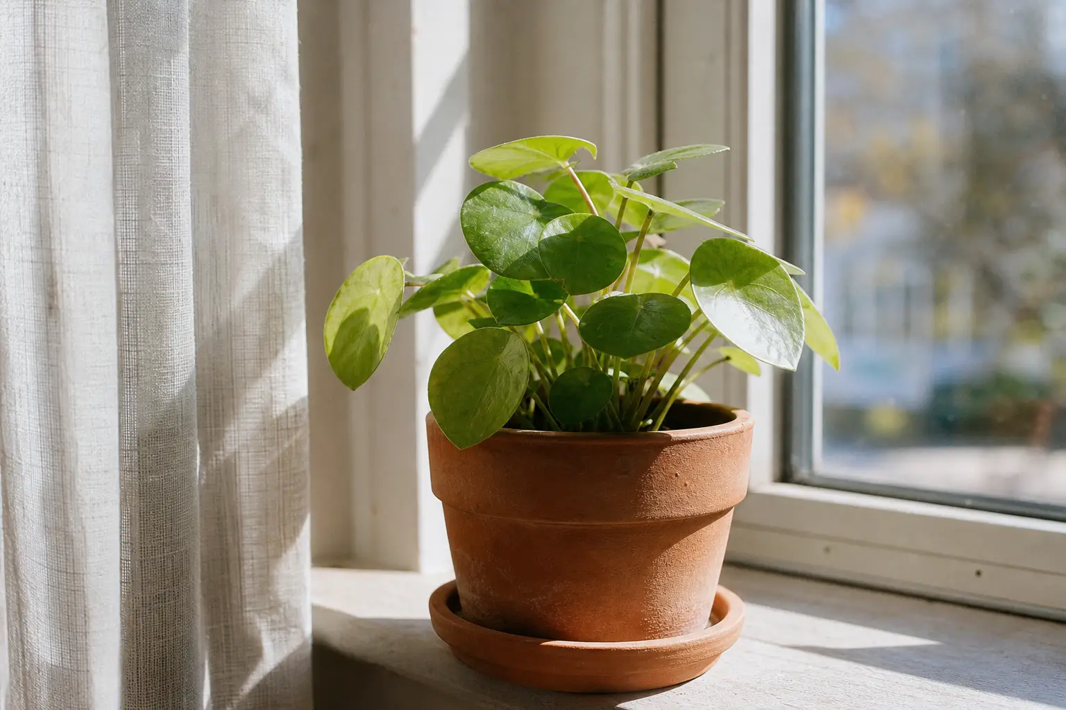 A plant positioned to match a bright window