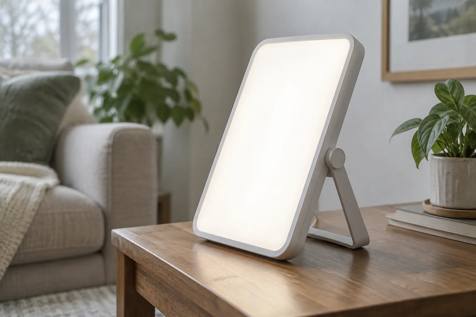 Ampio pannello per luminoterapia con supporto orientabile