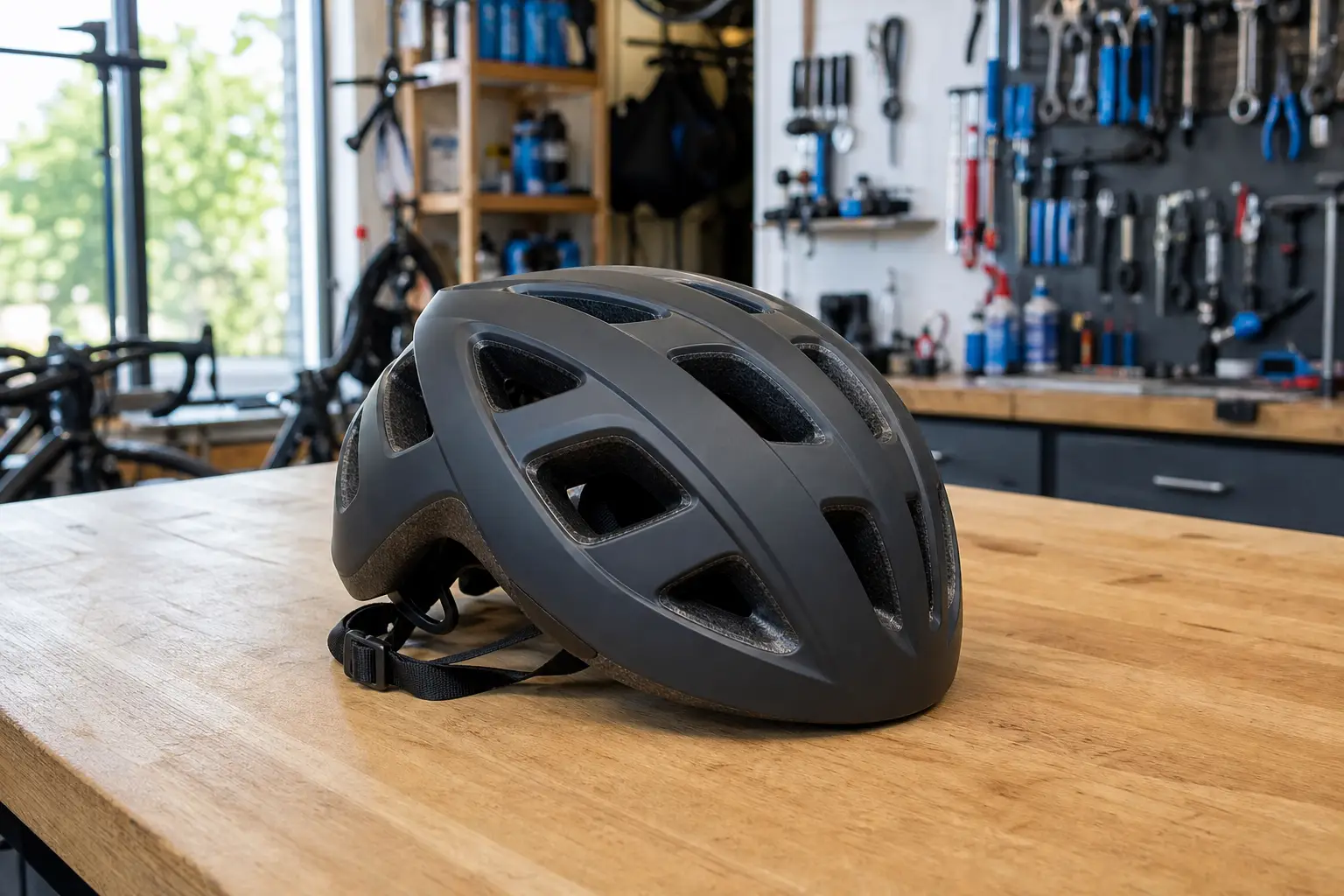 Cyklistická prilba na pulte s vetranou škrupinou